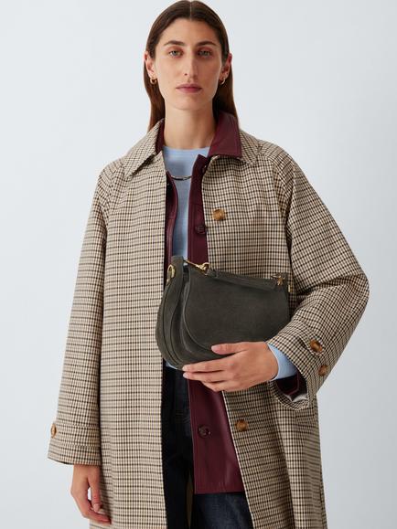 John Lewis Saddle Bag, Hunting Green Suede - view 2, Hunting Green Suede