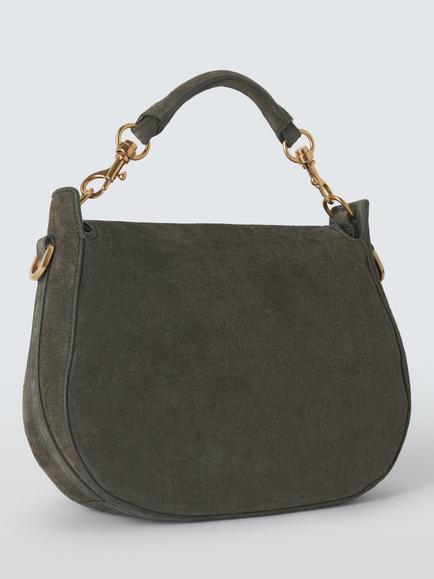 John Lewis Saddle Bag, Hunting Green Suede - view 2, Hunting Green Suede