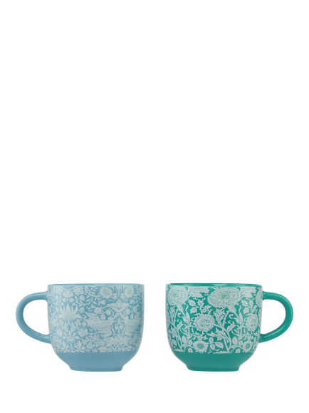 William Morris At Home Fine China Mugs, Set of 2, 250ml, Teal, Teal