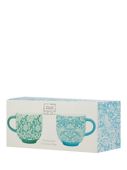 William Morris At Home Fine China Mugs, Set of 2, 250ml, Teal - view 2, Teal