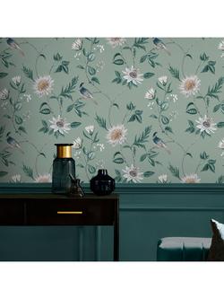 Graham & Brown Nuit Wallpaper, Sage - view 2, Green