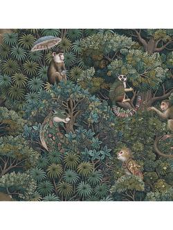 Graham & Brown Treetop Troop Wallpaper, Green, Green