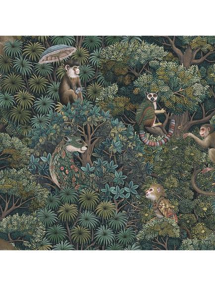 Graham & Brown Treetop Troop Wallpaper, Green, Green