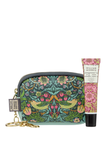 William Morris At Home Strawberry Thief Handbag Accessory with Lip Balm, Blue