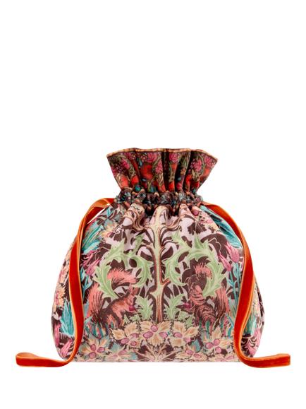 William Morris At Home Soap and Hand Cream Velvet Pouch Gift Set - view 2, Brown