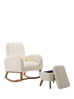 Tutti Bambini Luca Rocking Chair & Footstool, Mushroom, Fresh Cream