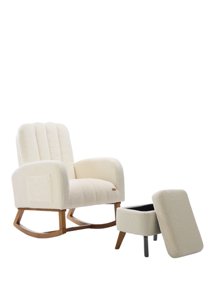 Tutti Bambini Luca Rocking Chair & Footstool, Mushroom, Fresh Cream