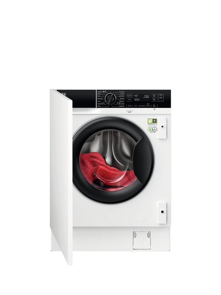 AEG OUTLET 8000 LF8E8436BI Integrated Washing Machine, 8kg Load, 1400rpm Spin, Like New, White, White