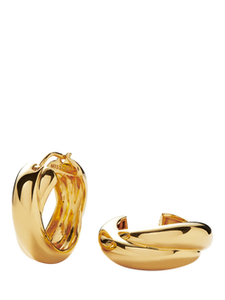 Missoma Lucy Williams Chunky Cross Over Hoop Earrings, Gold, Gold