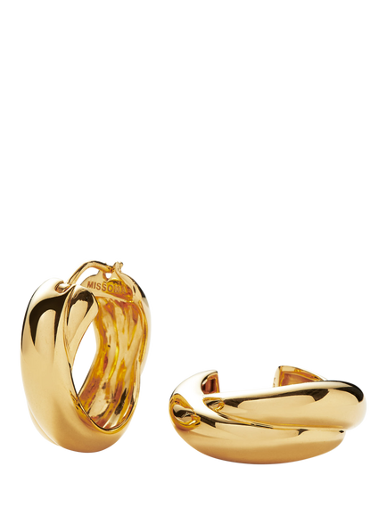 Missoma Lucy Williams Chunky Cross Over Hoop Earrings, Gold, Gold