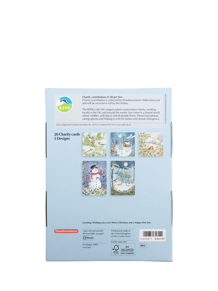 Woodmansterne RSPB Charity Christmas Cards, Pack of 20 - view 2, Multi