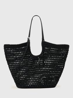 AllSaints Ara Cotton Knitted Tote Bag, Black