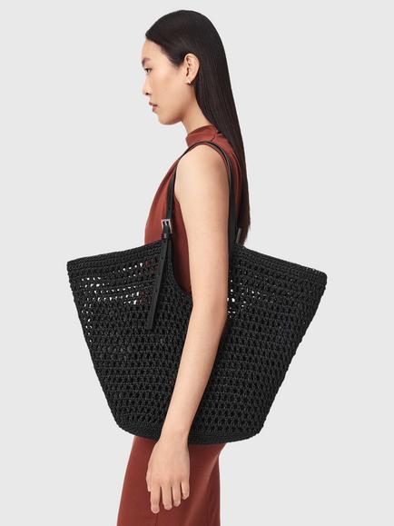 AllSaints Ara Cotton Knitted Tote Bag - view 2, Black