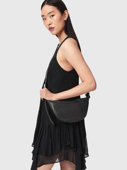 AllSaints Luna Crossbody Bag, Black/Silver - view 2, Black/Silver