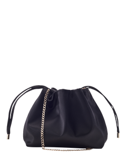Moda in Pelle Lotty Satin Drawstring Clutch Bag, Black, Black Black