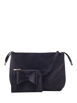 Moda in Pelle Lotty Satin Drawstring Clutch Bag, Black - view 2, Black Black