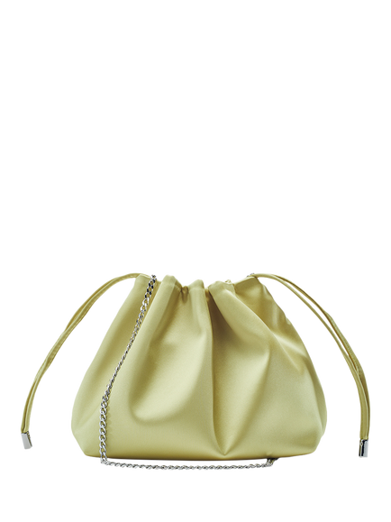 Moda in Pelle Lotty Satin Drawstring Clutch Bag, Black, Lime Green, Lime Green