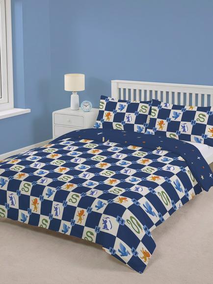 Harry Potter Pure Cotton Reversible Duvet Cover & Pillowcase Set, Blue, Double - view 2, Blue