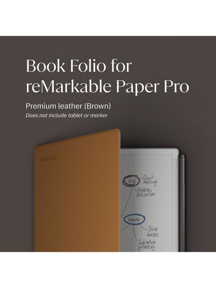 reMarkable Leather Book Folio Case for Paper Pro, Brown - view 2, Brown