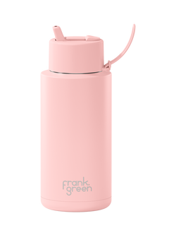 frank green Flip Straw Lid Ceramic Drinks Bottle, 1L, Blushed, Blushed