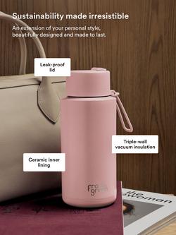 frank green Flip Straw Lid Ceramic Drinks Bottle, 1L, Blushed - view 2, Blushed