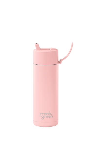 frank green Flip Straw Lid Ceramic Drinks Bottle, 595ml, Blushed