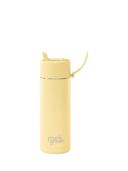 frank green Flip Straw Lid Ceramic Drinks Bottle, 595ml, Buttermilk, Buttermilk