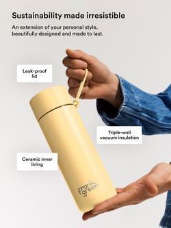 frank green Flip Straw Lid Ceramic Drinks Bottle, 595ml, Buttermilk - view 2, Buttermilk