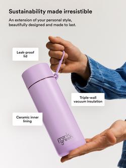 frank green Flip Straw Lid Ceramic Drinks Bottle, 595ml - view 2, Lilac Haze