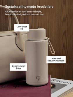 frank green Flip Straw Lid Ceramic Drinks Bottle, 1L, Moon Dust - view 2, Moon Dust