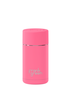 frank green Push Button Lid Ceramic Travel Mug, 355ml, Bubblegum Blast, Bubblegum Blast