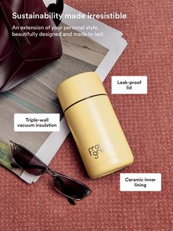frank green Push Button Lid Ceramic Travel Mug, 355ml, Buttermilk - view 2, Buttermilk