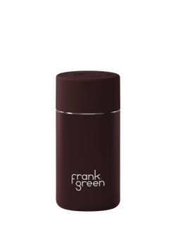 frank green Push Button Lid Ceramic Travel Mug, 355ml, Chocolate, Chocolate