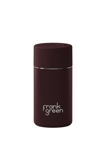 frank green Push Button Lid Ceramic Travel Mug, 355ml, Chocolate