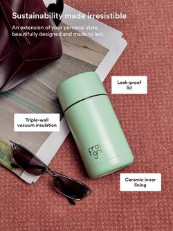frank green Push Button Lid Ceramic Travel Mug, 355ml, Mint Gelato - view 2, Mint Gelato
