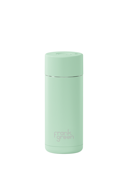 frank green Push Button Lid Ceramic Travel Mug, 475ml, Mint Gelato