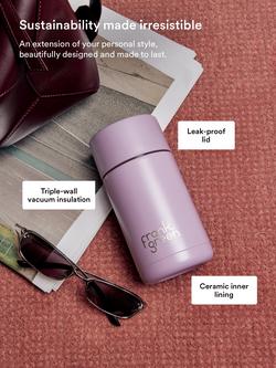frank green Push Button Lid Ceramic Travel Mug, 355ml, Lilac Haze - view 2, Lilac Haze