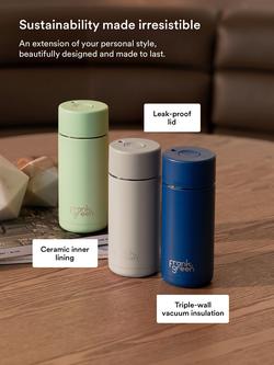 frank green Push Button Lid Ceramic Travel Mug, 475ml, Moon Dust - view 2, Moon Dust