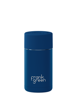frank green Push Button Lid Ceramic Travel Mug, 355ml, Deep Ocean, Deep Ocean