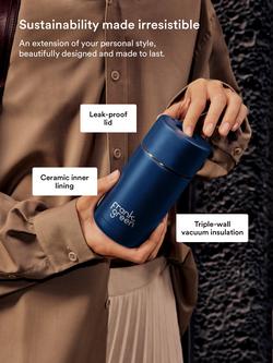 frank green Push Button Lid Ceramic Travel Mug, 355ml, Deep Ocean - view 2, Deep Ocean