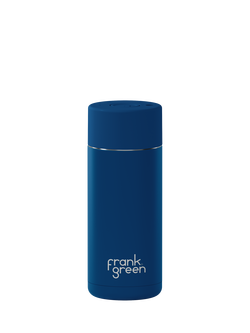 frank green Push Button Lid Ceramic Travel Mug, 475ml, Deep Ocean, Deep Ocean