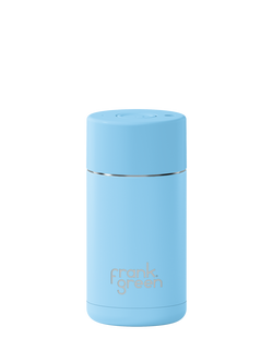frank green Push Button Lid Ceramic Travel Mug, 355ml, Sky Blue, Sky Blue