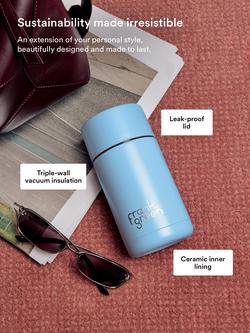 frank green Push Button Lid Ceramic Travel Mug, 355ml, Sky Blue - view 2, Sky Blue