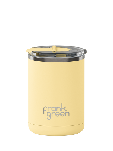 frank green Hinged Lid Ceramic Coffee Cup, 355ml, Buttermilk