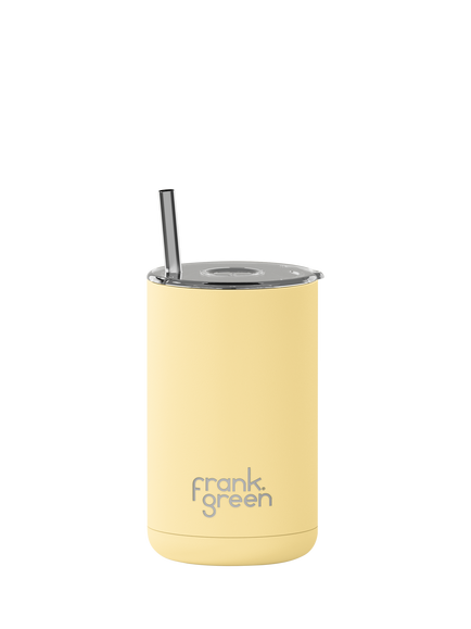 frank green Iced Coffee Cup & Straw, 425ml, Buttermilk