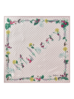 Mulberry River Side Pure Silk Printed Square Scarf, Blossom Pink