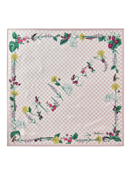 Mulberry River Side Pure Silk Printed Square Scarf, Blossom Pink