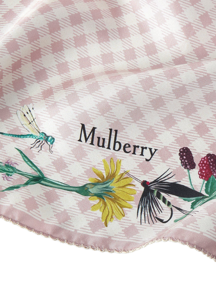 Mulberry River Side Pure Silk Printed Square Scarf - view 2, Blossom Pink