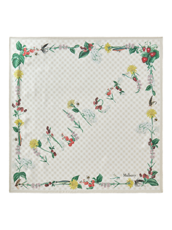 Mulberry River Side Pure Silk Printed Square Scarf, Eggshell