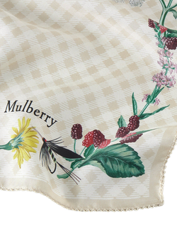 Mulberry River Side Pure Silk Printed Square Scarf - view 2, Eggshell